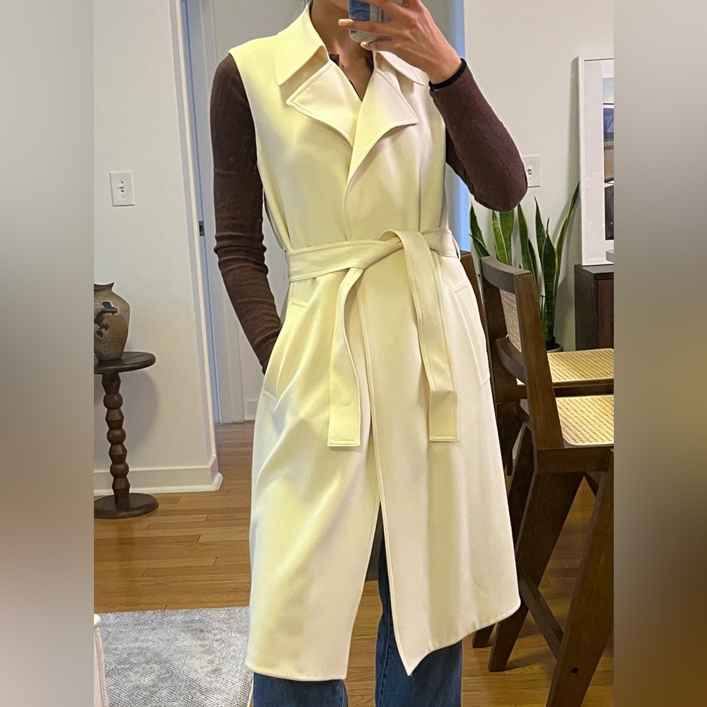Theory Cream Sleeveless Belted Trench Dress